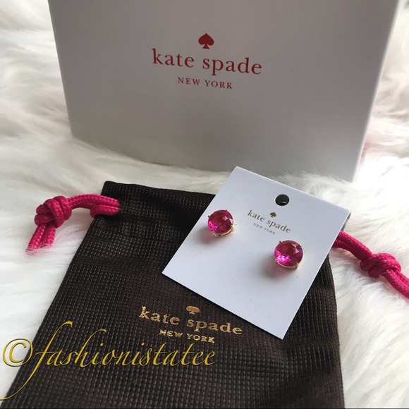 NWT kate spade fuschia earrings pink dust bag incl - Picture 4 of 6